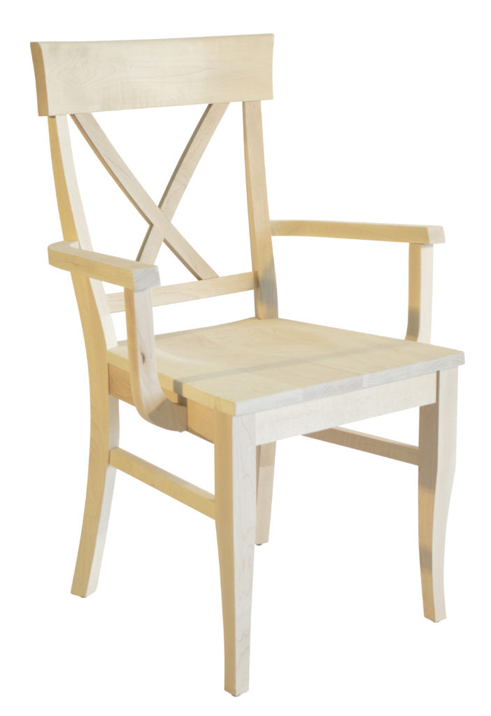 Cross Back Arm Maple Oak Dining Chair Kit
