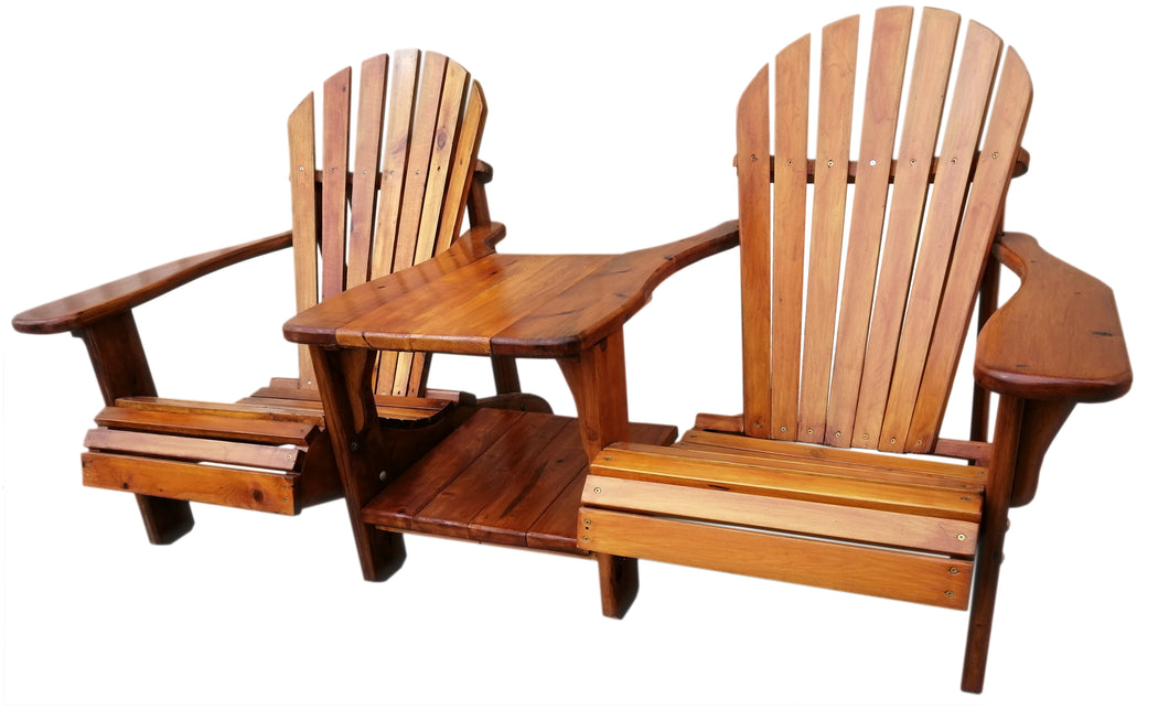 Handcrafted Cedar Straight Double Adirondack/Muskoka Tete-a-Tete Chair