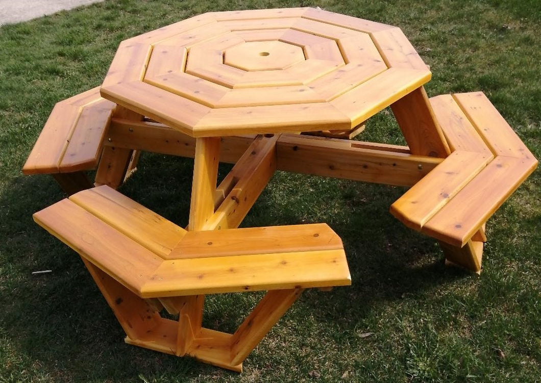 Handcrafted White Cedar Octagon Picnic Table